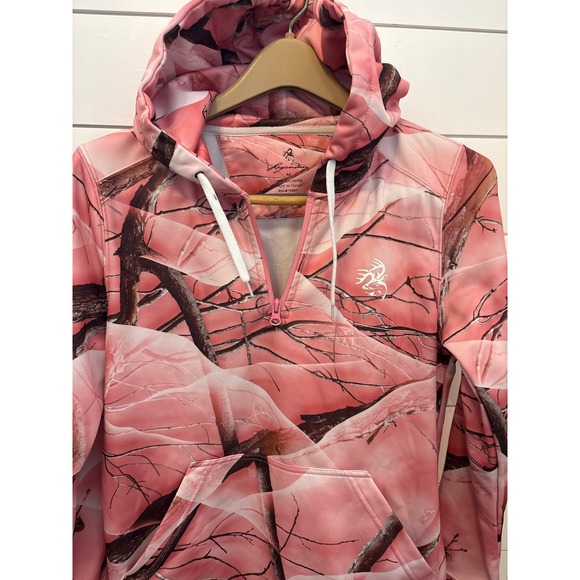 Legendary Whitetails Tops - Legendary Whitetails Pink Camo Quarter Zip Hoodie Women's Medium Fleece Lined